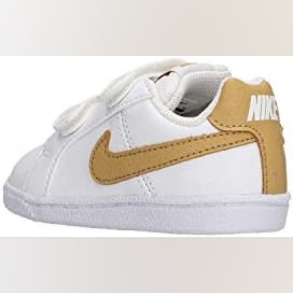 Nike Court Royale White Leather Kids Sneakers with Gold Swoosh Size 7c - Picture 9 of 10